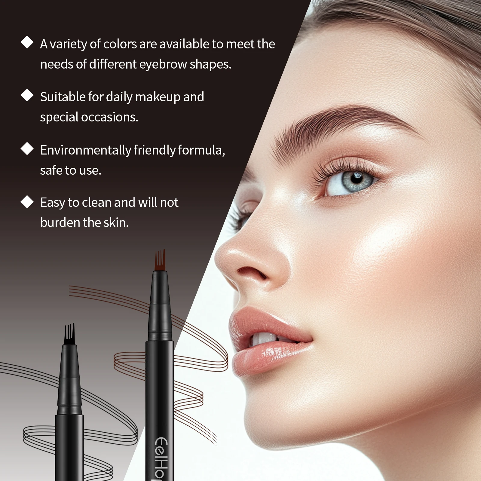 Lápiz de contorno de cejas que garantiza la saturación del Color, mejora el efecto Natural, efecto de ajuste de maquillaje, lápiz de cejas hidratante