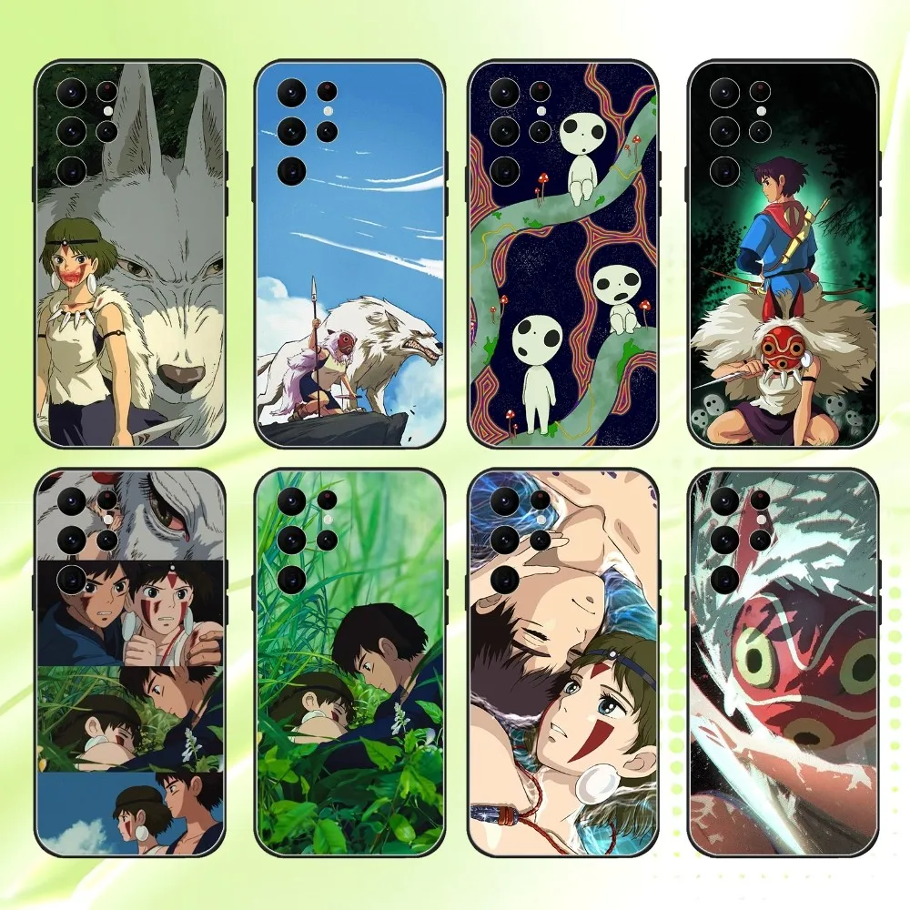 

Princesse M-MononokeS Phone Case For Samsung S 25,24,23,22,30,21,10,9,Ultra,Plus,Lite,FE,4,5G Black Soft Case