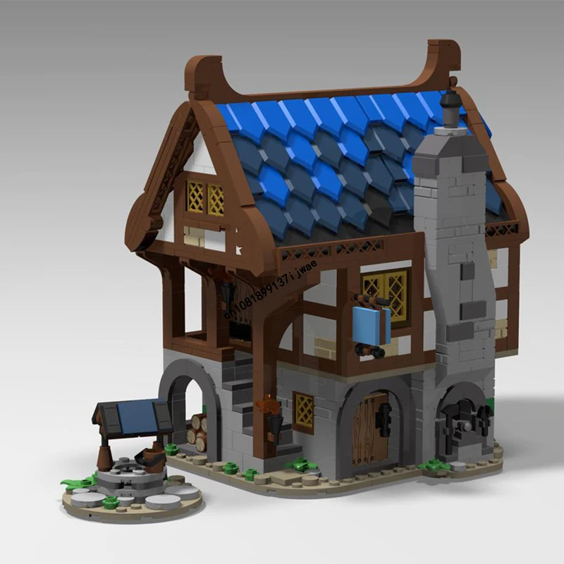 

New Moc European Medieval Street View Small Scale Model of Blacksmith Building Blocks DIY creative ideas ChildToy birthday Gift