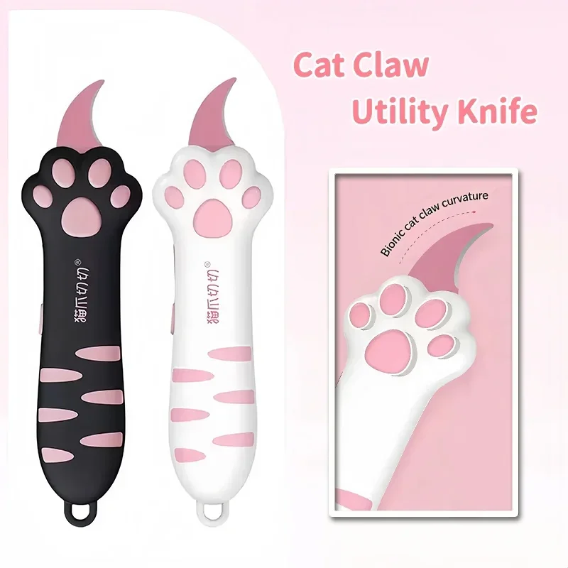Cute Retractable Cat Paw Utility Knife Multi-Function Safe Portable Unboxing Cutter Home Office Paper Cutting Tool