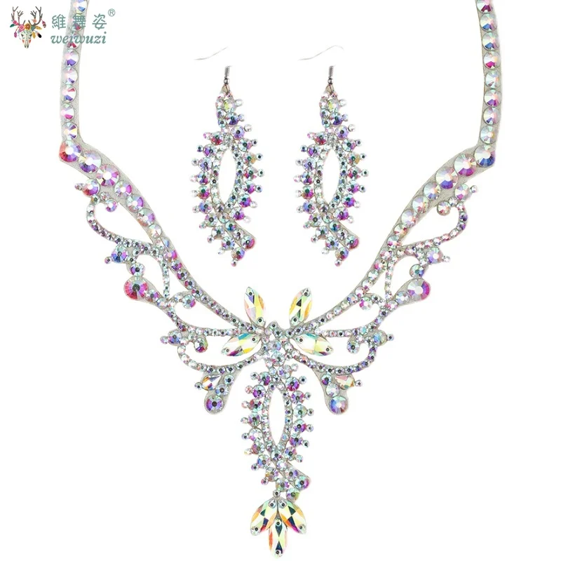 Acessórios de desempenho de dança moderna personalizado high-end luxo ab pedras colar ornamento de competição de dança do ventre
