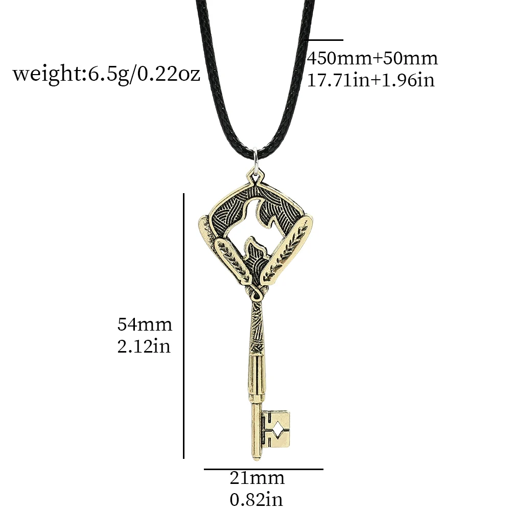 New Game Tears of Themis Necklace Cosplay Luke Pearce Key Pendant Vintage Copper Necklaces for Fans Gifts Accessories