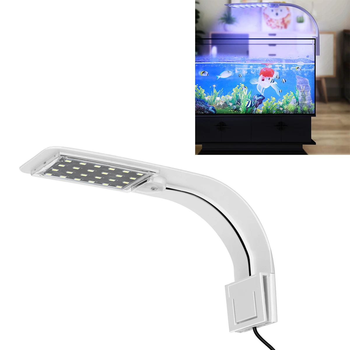 

Slim LED Aquarium Light Creative Clip-on Lamp White Light High Color Rendering Durable Fish Tank Lamp for Plants Growth