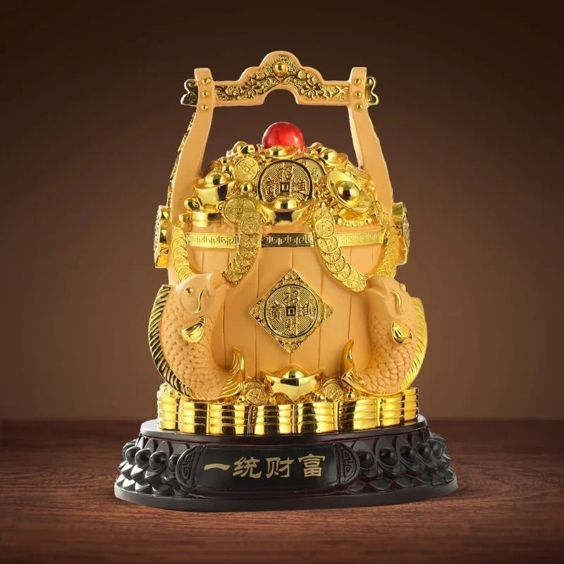 Chinese Style  Zhaocai Wealth Treasure Pot Ornament A Bucket of Gold High-end Home Living Room Office Desk Foyer Decoration Gift