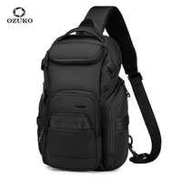 OZUKO Men's Chest Bag Business Commuter  Fashion Multi-functional Shoulder Bag Lightweight Travel Waterproof Crossbody Bag