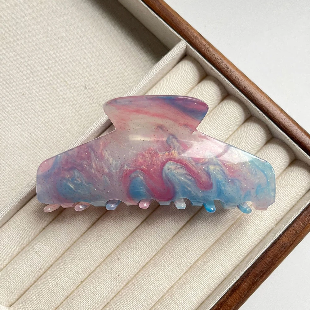 1pc Korean-style large dappled gradient color acrylic claw clip, sweet spring and summer back of the head hair clip.