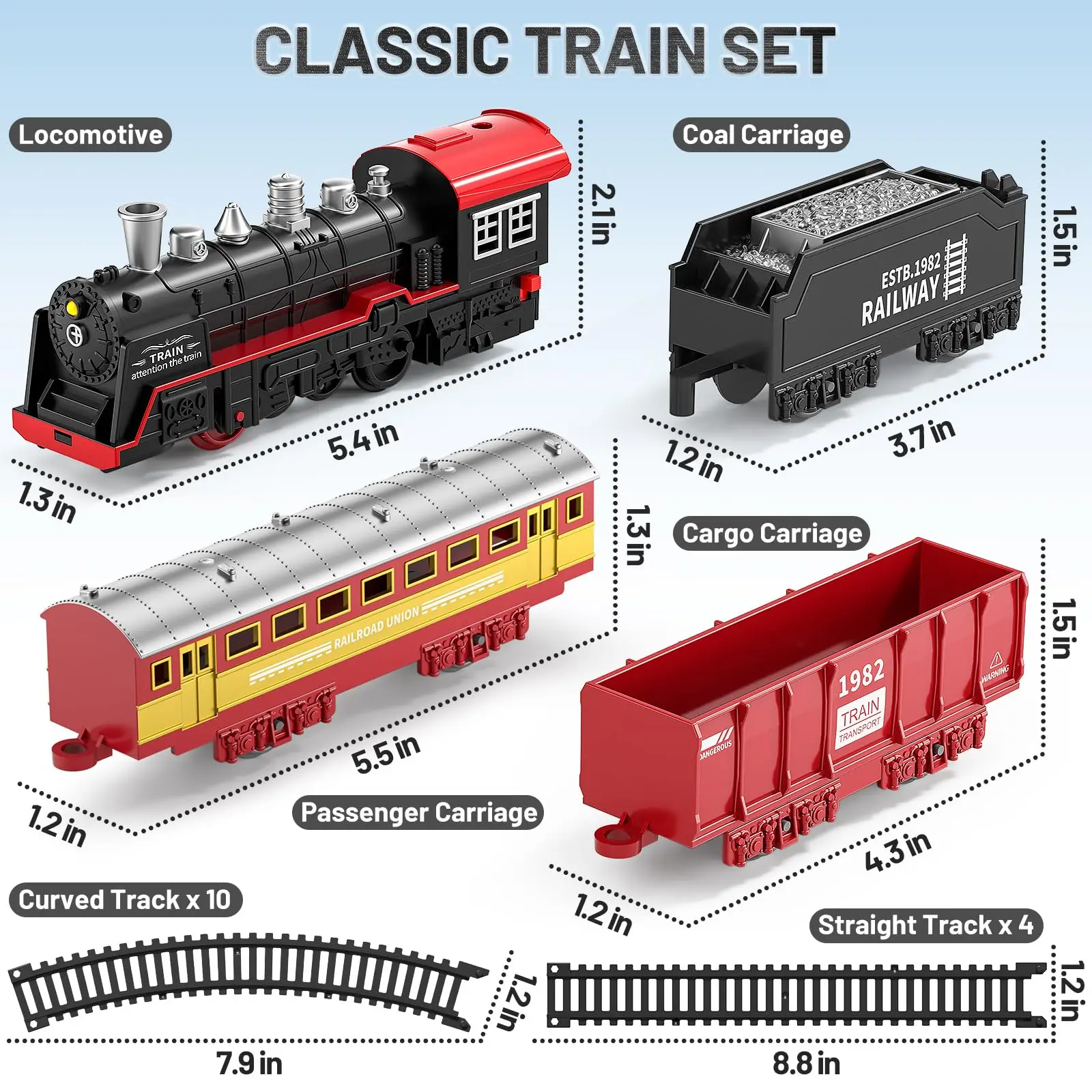 1 conjunto de trilho de trem elétrico com som retro simulação ferroviário modelo carro crianças brinquedos ferroviários presente natal