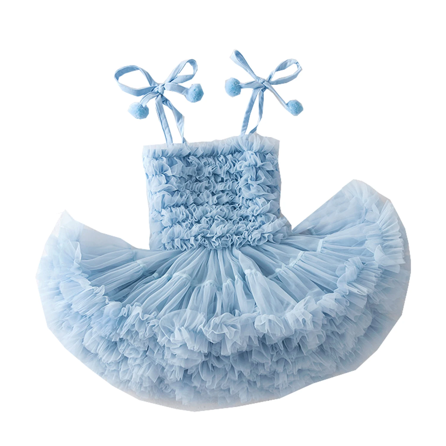 Baby Little Girls Spaghettia Straps Formal Flower Girl Birthday Party Dress Toddler Cupcake Tutu Dress