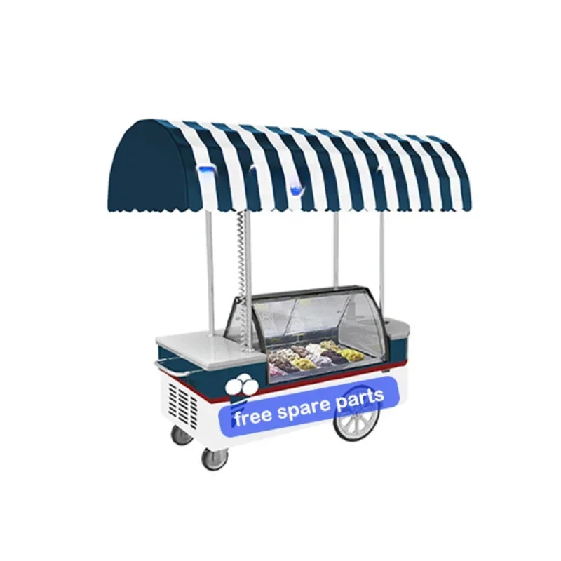Mexico electric cold plate mobile rolling bicycle ice cream cart with freezer