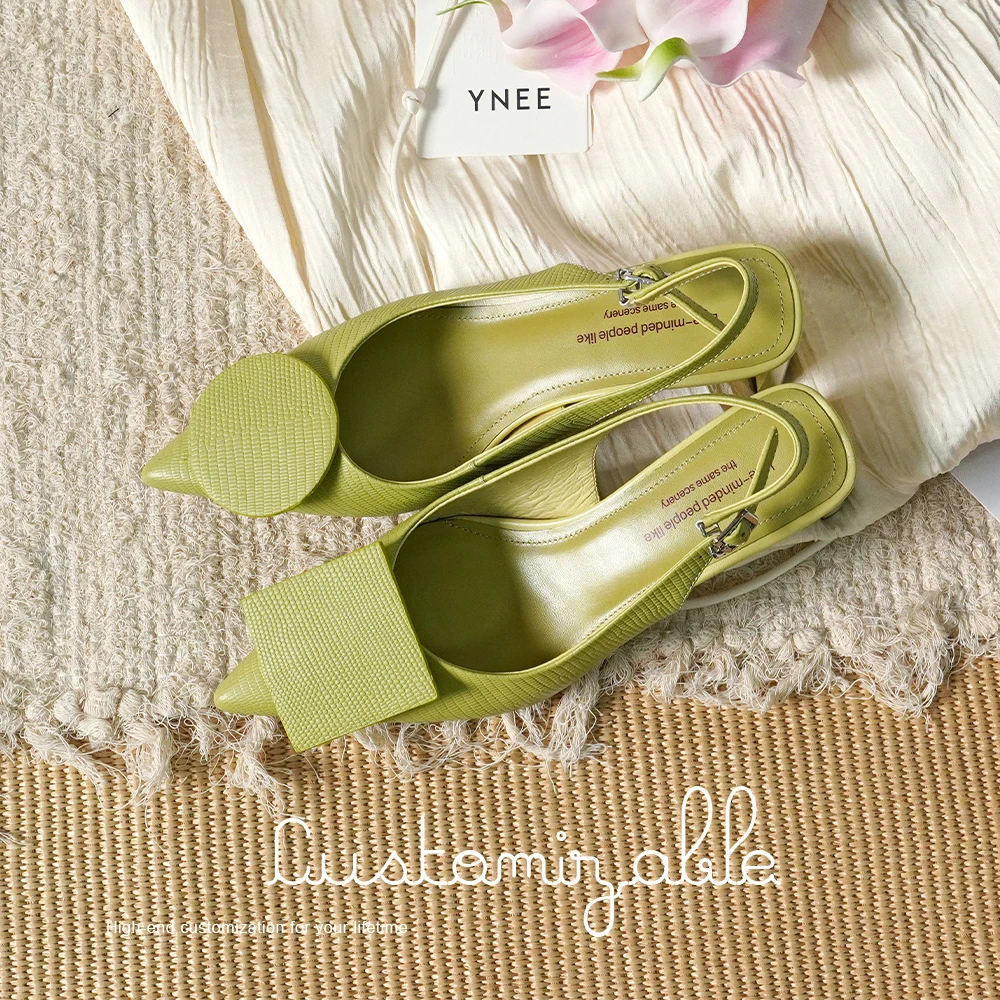2026 spring summer women sandals natural leather plus size22-25cm cowhide+ sheepskin pointed toe high heel buckle women shoes