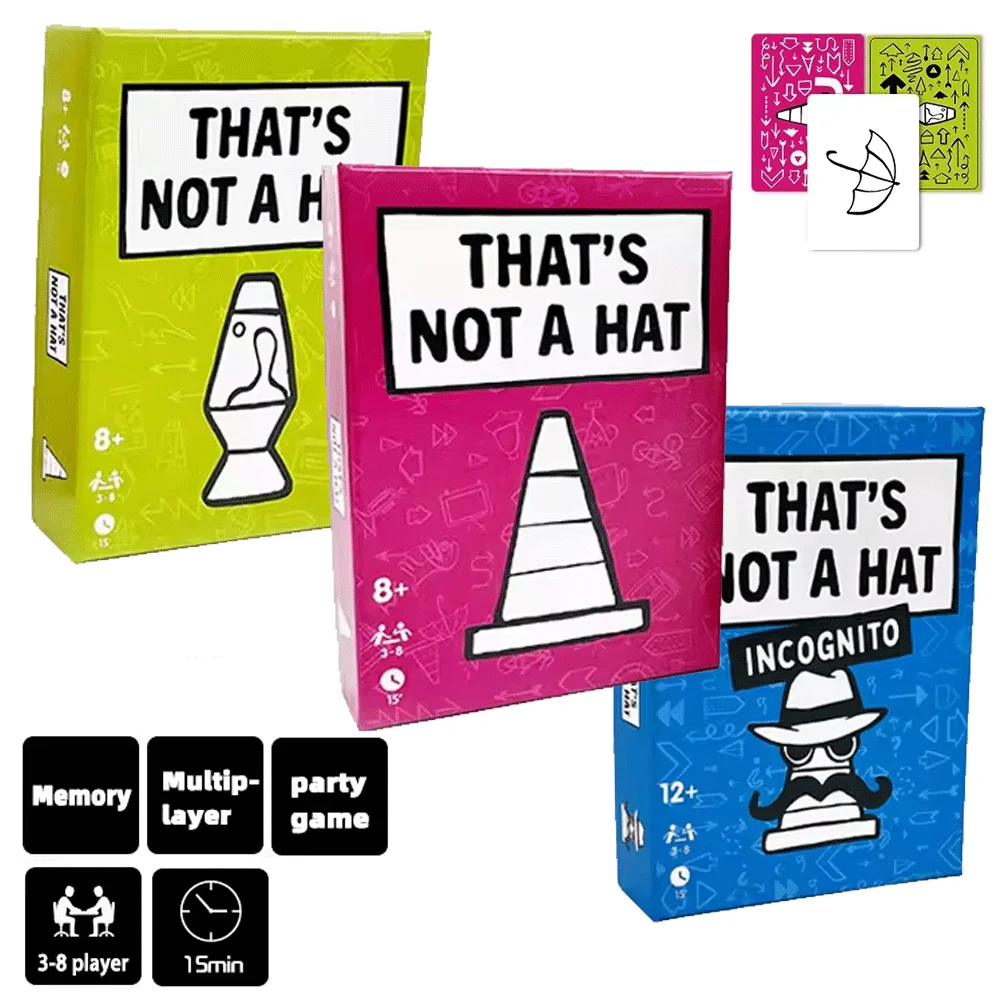 Unique Thats not a hat Card Game 3-8 Players Fun Memory Management Party Tabletop Game for Family Friends Basic Extended Version