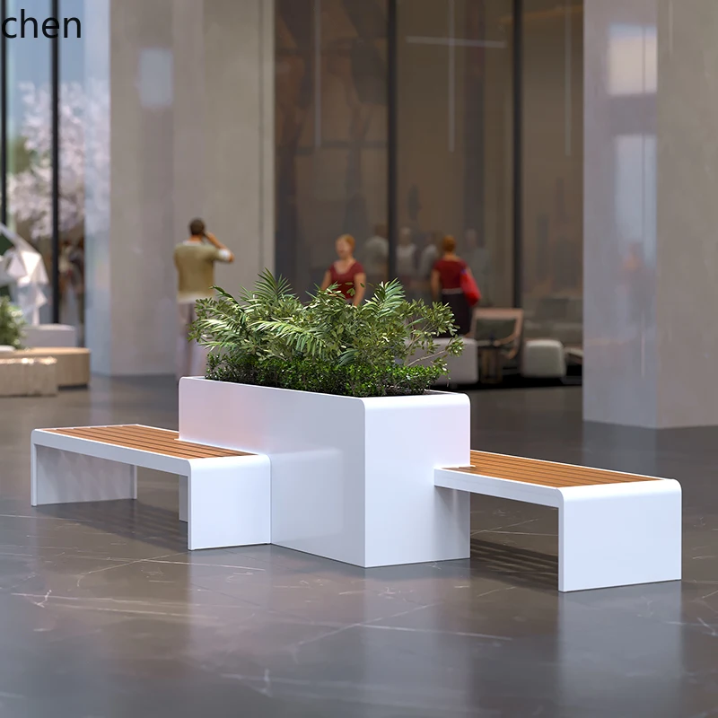 

LXC Outdoor Stainless Steel Flower Box Seat Combination Terrace Planting Box Partition Outdoor Patio Bench