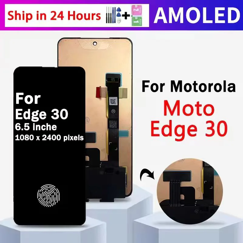 Wyświetlacz AMOLED do Motorola Moto Edge 30, panel dotykowy, ekran dotykowy, digitizer, moduł LCD do Motorola Edge30 z czytnikiem linii papilarnych