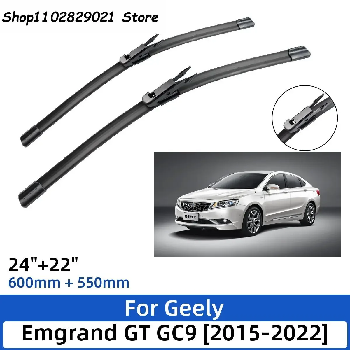 

Щетки стеклоочистителя передние для Geely Emgrand GT GC9 2015-2022 24 дюйма + 22 дюйма, аксессуары для стеклоочистителя лобового стекла, 2021 2022, 2 шт.