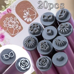 4/6/10/20Pcs Nail Art Stamping Pen Set DIY Flower Butterfly Graffiti Stamp Nail Pen Y2K Manicure Painting Templates Drawing Tool