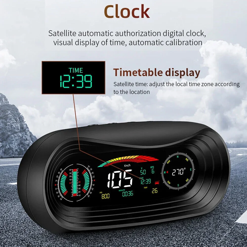 

ANCEL P18 Car GPS HUD Head Up Display Speed/Time Oversped Alarm Measure Tilt Angle Display Digital GPS Speedometer