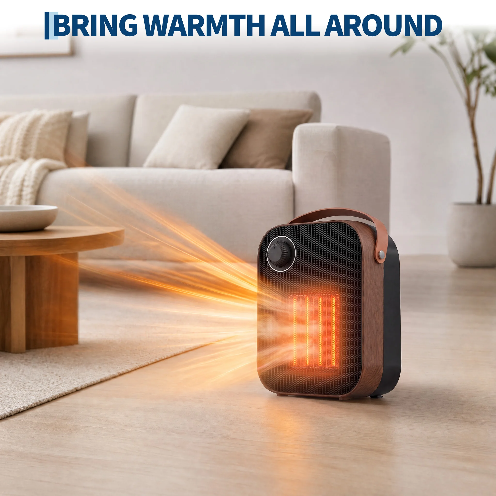 1500W Ceramic Space Heater with 2 Heat Modes Thermostat Overheat Protection for Home Office
