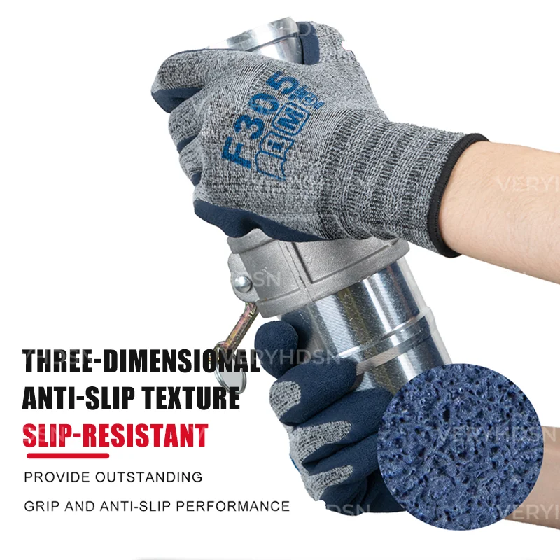 3pairs Safety Work Gloves High Performance For Men&Women Multi-Purpose Firm Non-Slip Grip Cut-Resistant Nitrile Foam Coated