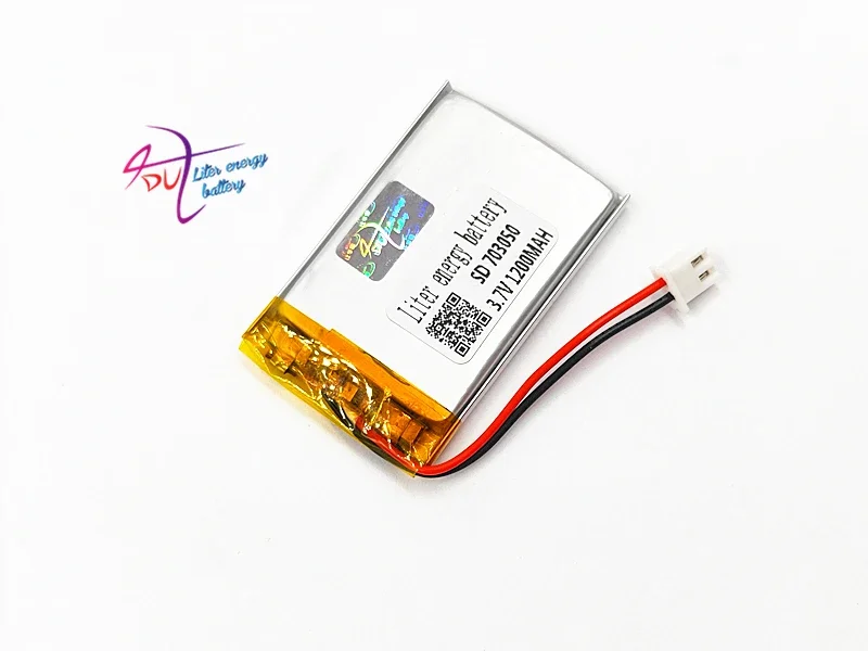 JST 2.54mm 2pin 703050 3.7V 1200mAh Litowo-polimerowa LiPo akumulator złącze baterii 703048 dla Mp3 MP4 GPS bluetooth aparat fotograficzny