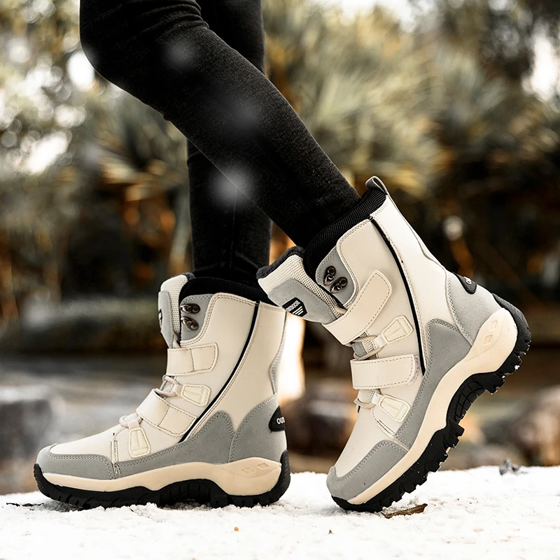 Women\'s Boots Winter 2024 High Quality Warm Cotton Shoes Mid-Calf Waterproof Snow Boots Women Thickened Plush Ladies Hiking Boot