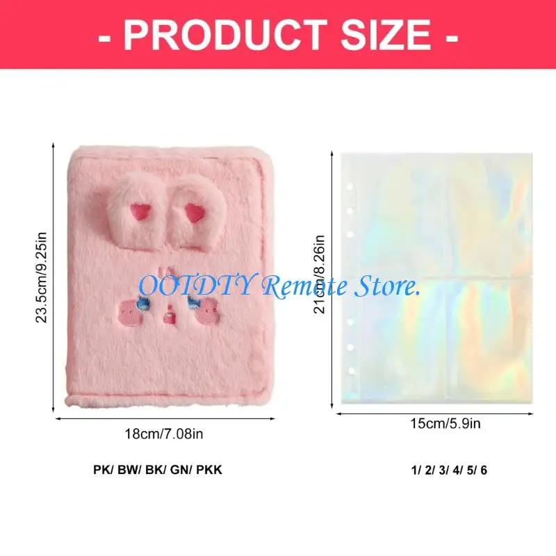  Cartoon Embroidery Card Album 4 Pocket Plastic Page Protector Photo Card Album
