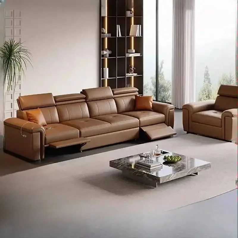 Large Brown Living Room Sofa Back Support Design Recliner Lounges Living Room Sofa Luxury Nordic Couch Wohnzimmer Home Furniture