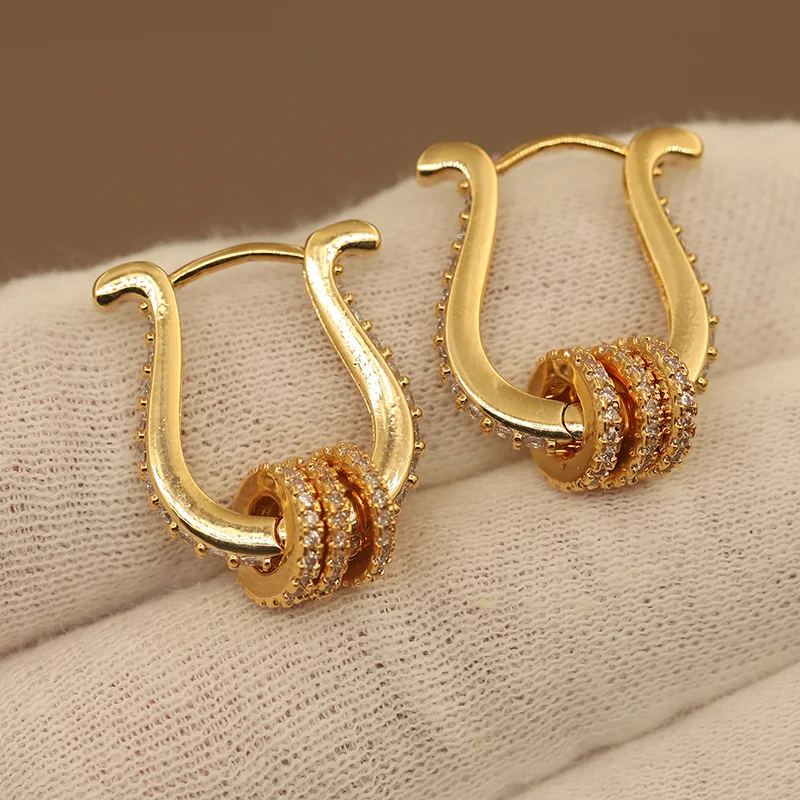 New Sight Luxury Crystal Charm Stud Earrings for Women Fashion Brand Jewelry Trendy Zirconia Earrings Gift