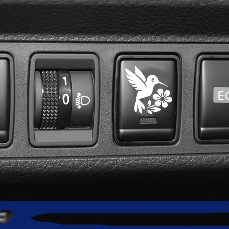 

4PCS/SET Hummingbird Flower Sticker White Waterproof Vinyl Decal For Car Buttons Laptop Decor