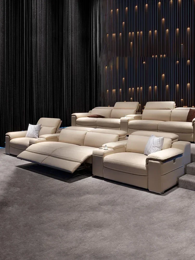 New private villa home cinema sofa retractable leather electric functional sofa living room audio-visual room sofa chair