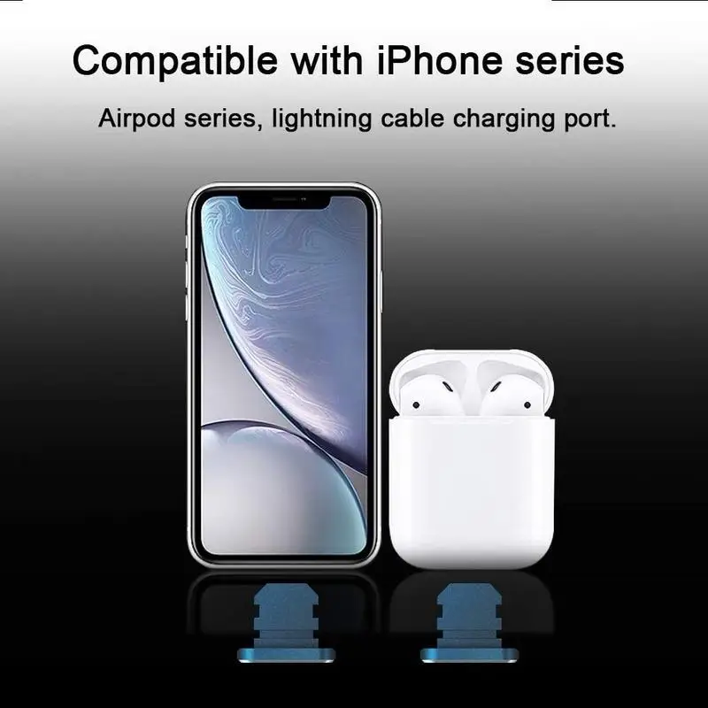 معدن مكافحة الغبار التوصيل آيفون 14 ، 13 ، 12 ، 11 برو ماكس ، XS ، 8 Plus ، باد ، AirPods سلسلة ، البرق ميناء غطاء ، قفص الاتهام سدادة ، 2 قطعة #4