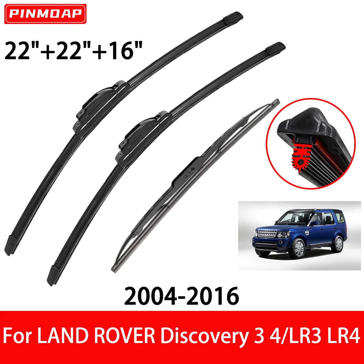 

1/2/3/4/6 шт. 11-слойная резиновая полоса, щетка стеклоочистителя автомобиля подходит для LAND ROVER Discovery 3 4/LR3 LR4 2004-2016, передний и задний дворник