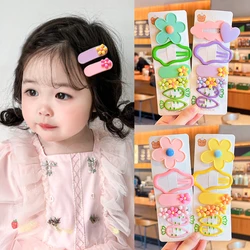 6 Pcs/Set New Children Colors Cute Flowers Carrots Ornament Hair Clips Baby Girls Sweet Barrettes Hairpins Kids Hair Accessories