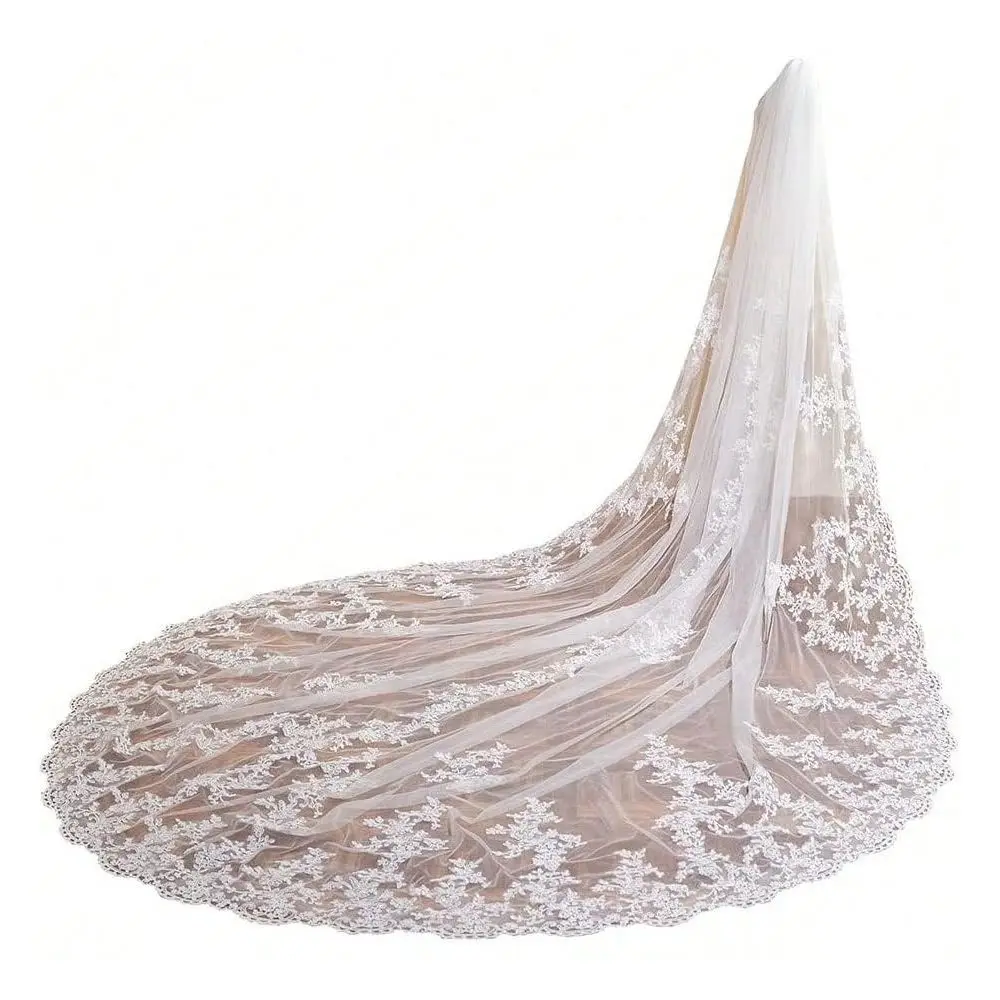 

Length 3.5M Lace Wedding Bridal With Metal Comb