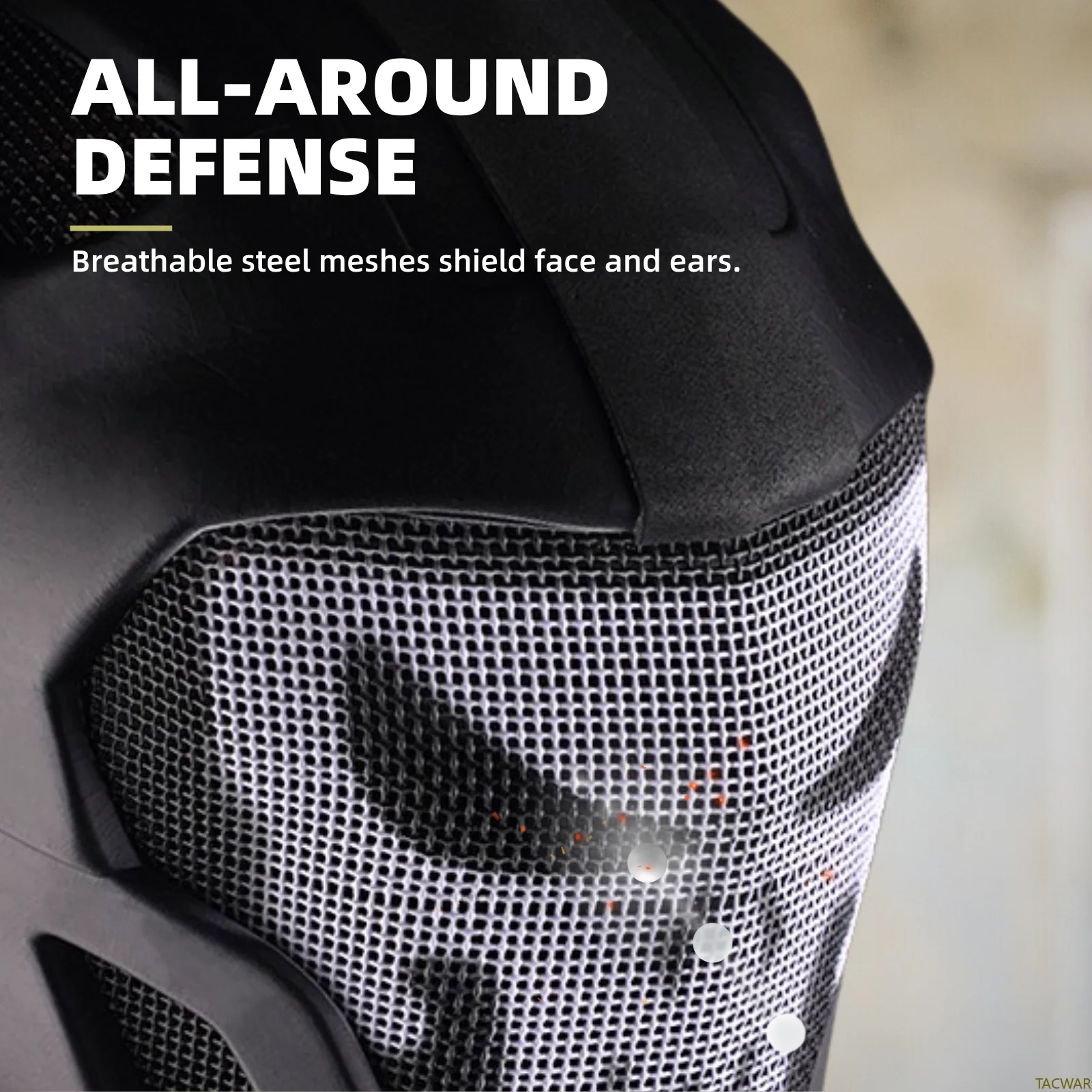 EVA Airsoft Helmet Full Face with Breathable Steel Mesh, Ultra-Light Large Area Ventilation Adjustable Buckle Skull Mask