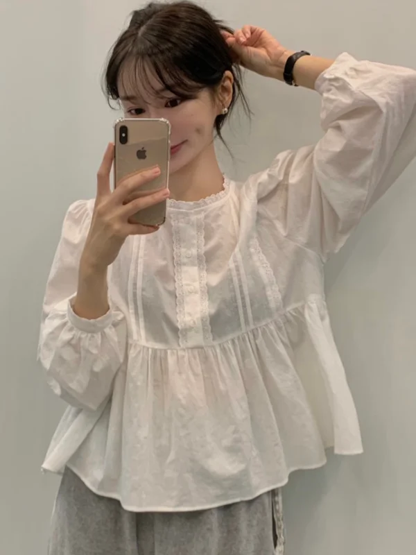 Ele encaje empalme largo Sve Fre blanco irt mujer encaje lateral ribete terciopelo Thiened pantalones largos conjunto elegante traje de invierno