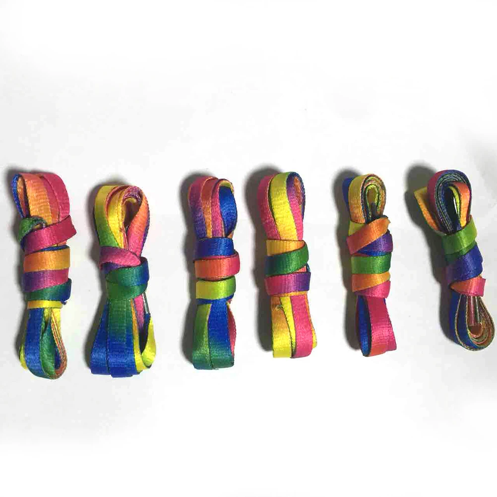 

6 Pairs Rainbow Shoelaces Colorful Gradient Elastic Laces for Sneakers Sports Shoes Canvas DIY Projects Proper Length