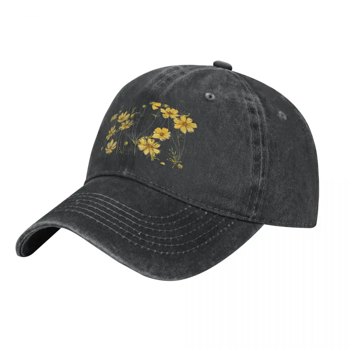Yellow Cosmos Flowers Cowboy Hat Designer Hat Trucker Cap Elegant Women's Hats Men's