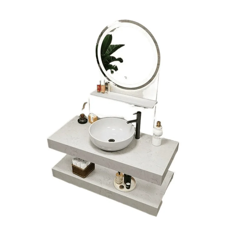 

Умывальник для ванной комнаты в отеле, новый китайский простой стиль, мраморная мойка, двойной шкаф для ванной комнаты