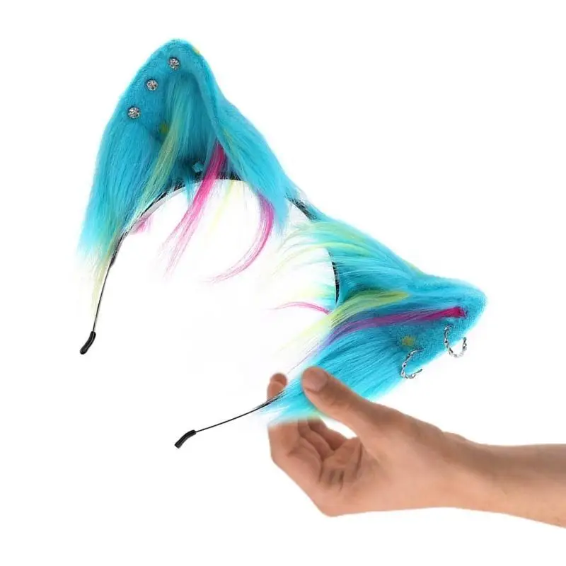 39BD Anime Cosplay Props Hair Hoop Furry Hair Styling for Halloween Headband Furry Kitten Animal Carnivals