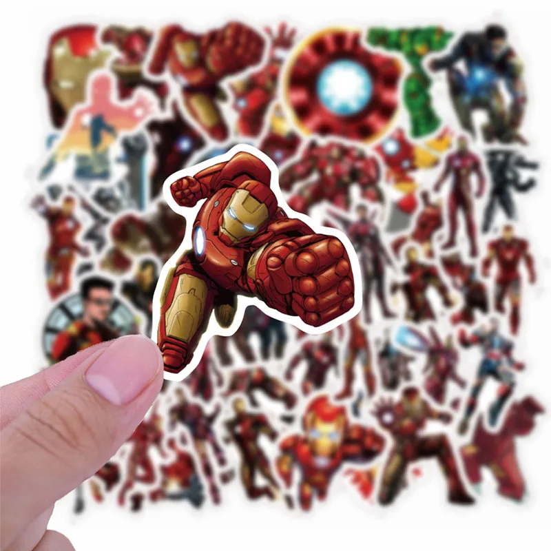 Bandai 50 Stuks Iron Man Diy Cartoon Stickers Telefoon Kofferbak Koelkast Waterdichte Anime Stickers Anime Figuur Speelgoed Sticker