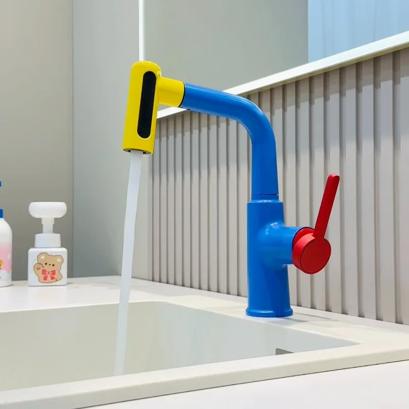 

Brass Basin Faucet Pull-Out Lift Up Down Stream Sprayer Hot Cold Water Sink Mixer Wash Tap for Bathroomomcover