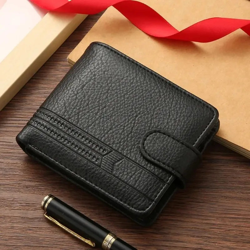 Casual Wallet For Men Leather Short Hasp Man Wallets Durable Coin Pouch Male Slim Bifold Photo ID Card Holders Purse Money Clip