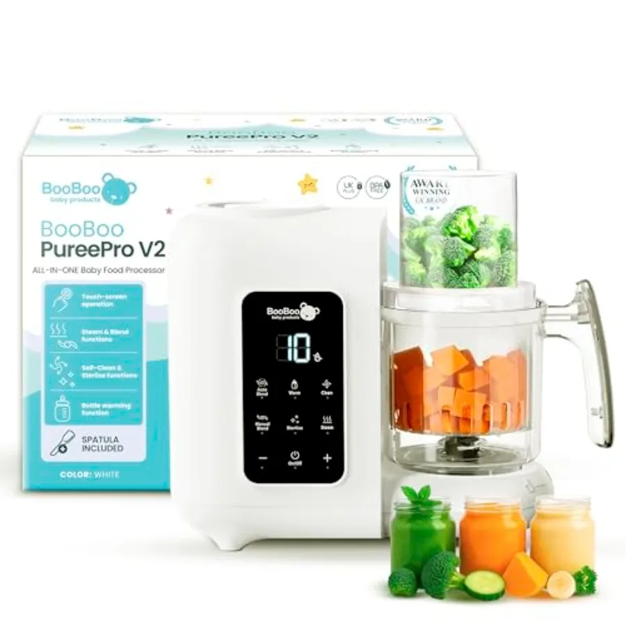 

Многофункциональный прибор для приготовления детского питания BooBoo Baby PuréePro V2 5-в-1: блендер для пюре, автоматическое приготовление и измельчитель-чоппер - Baby Food Pro