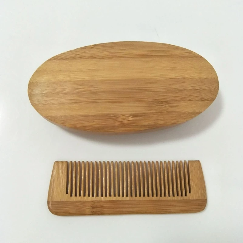 Nam Râu Bàn Chải Với Lược Tay Cầm Gỗ Râu Chải Lông Bàn Chải Dành Cho Tóc Mặt Mềm Heo Lông Bàn Chải Massage Mặt Dropshipping