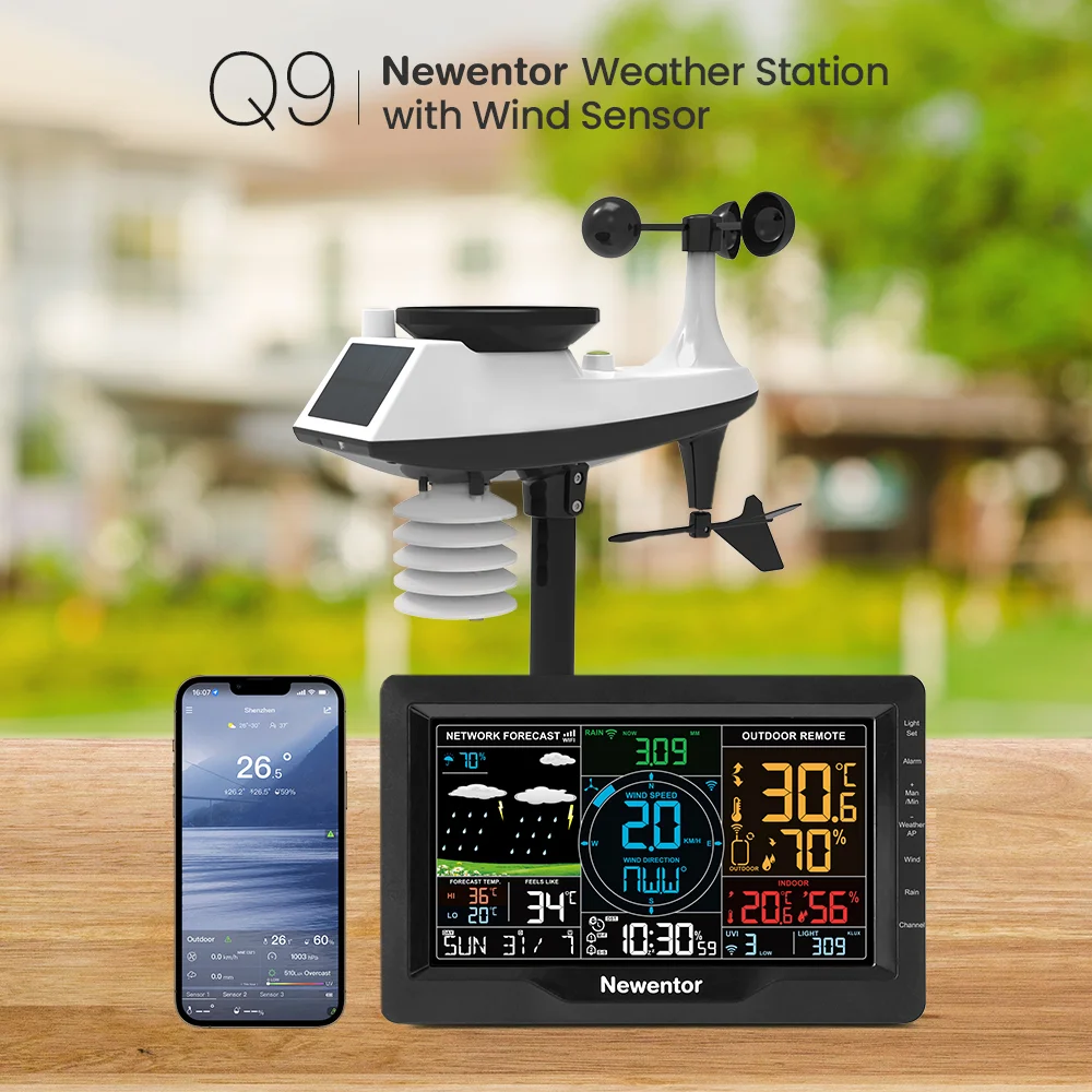 Estação Meteorológica sem Fio Profissional em Rain Gauge com Sensor Outdoor Previsão do Tempo Umidade Horloge