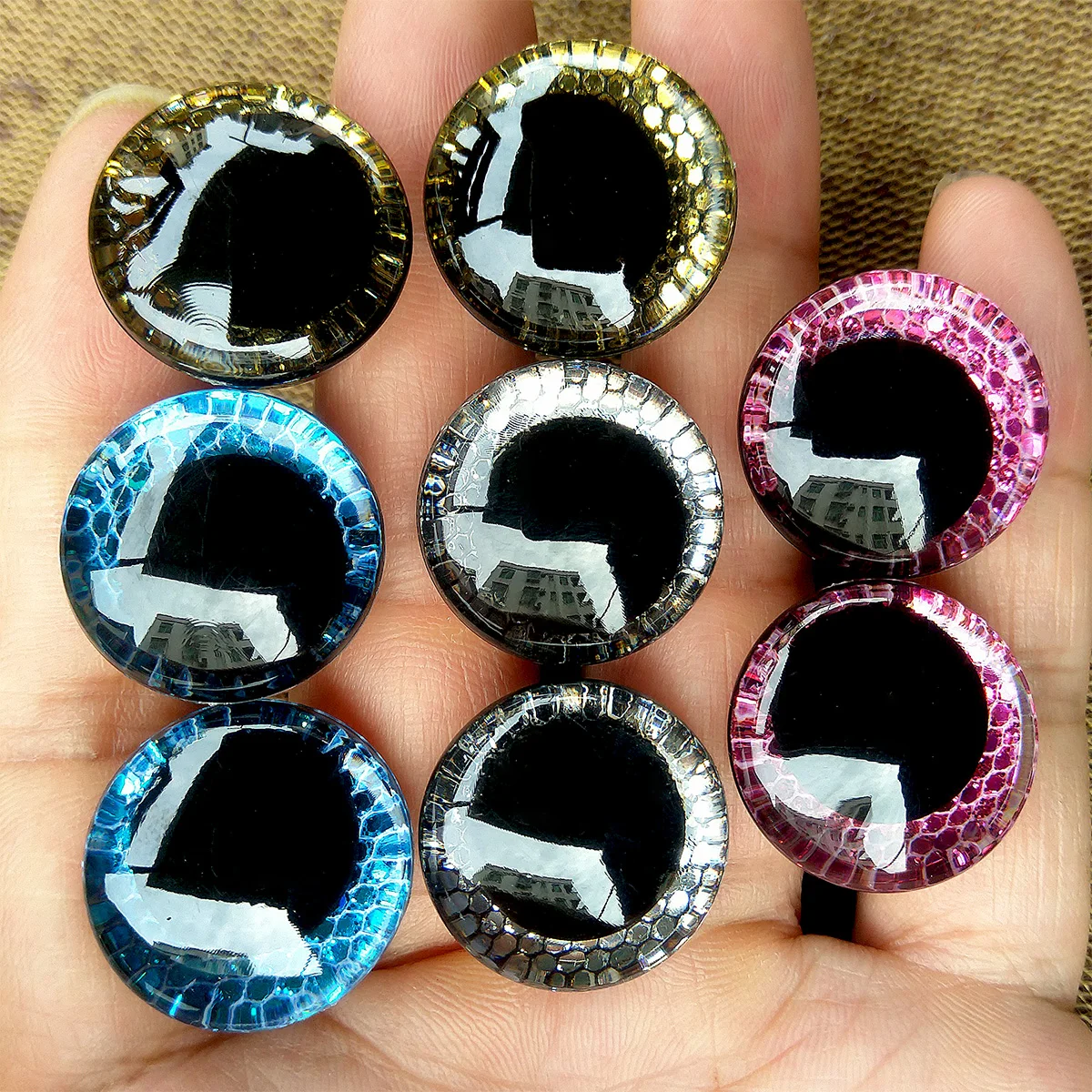 10pair 3D Glitter Trapezoidal Safety Eyes Amigurumi For Crochet Toys Plush Clear Crooked Pupils Eyes Big Size 16/18/20/22/25mm