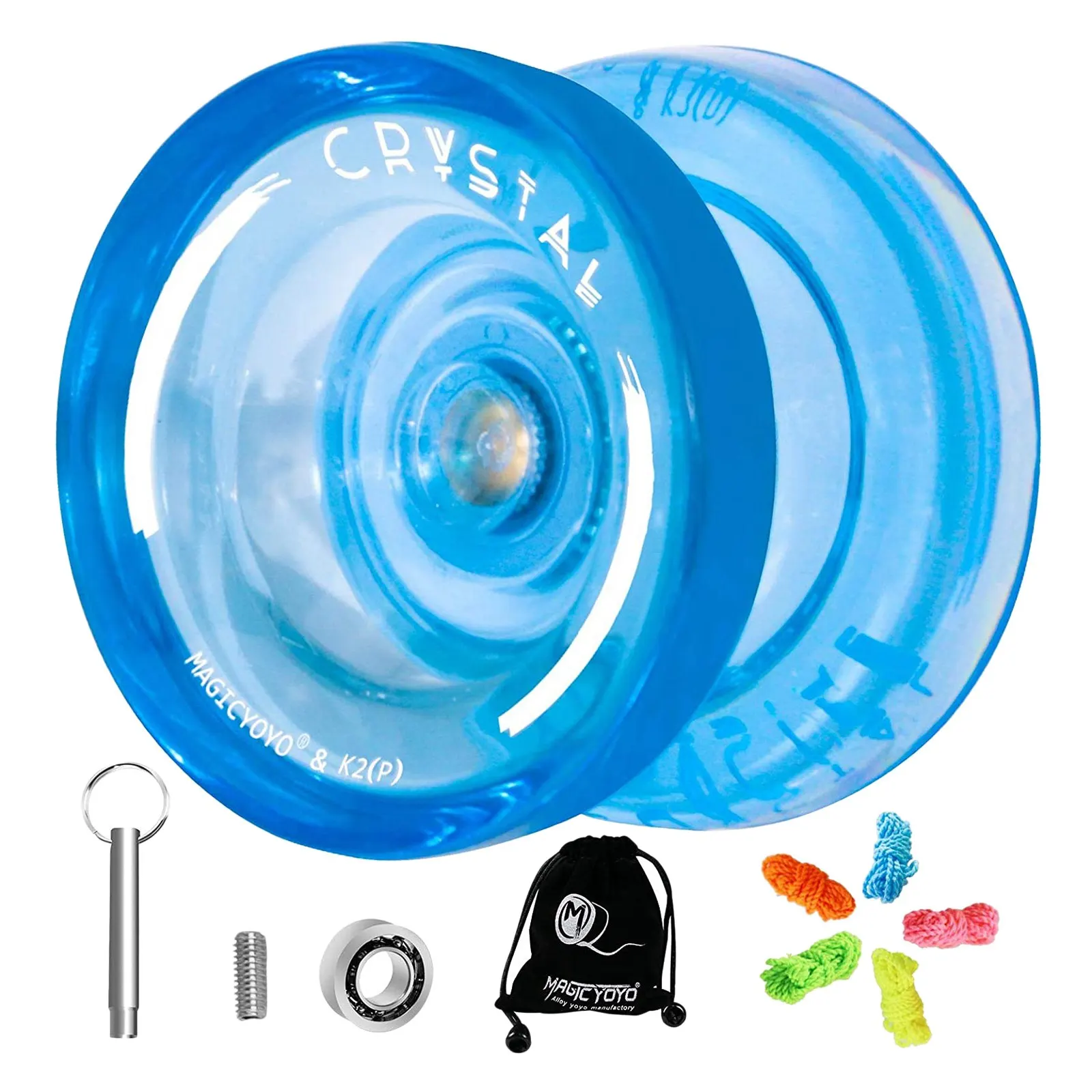 MAGICYOYO K2 Plus Crystal Responsive Yoyo,Dual Purpose Yo-Yo with Replacement Unresponsive Bearing for Intermediate,Blue