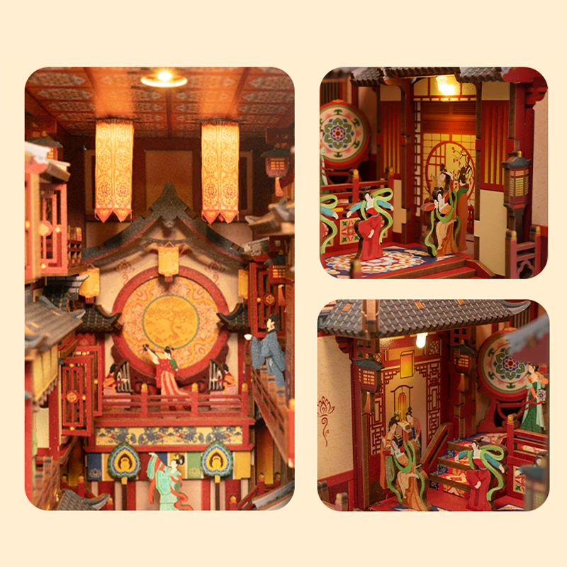 DIY Book Nook Dollhouse Kit Wooden Miniature Shelf Insert 3D Puzzle Building Model Home Decor Birthday Gift for Adults Kids