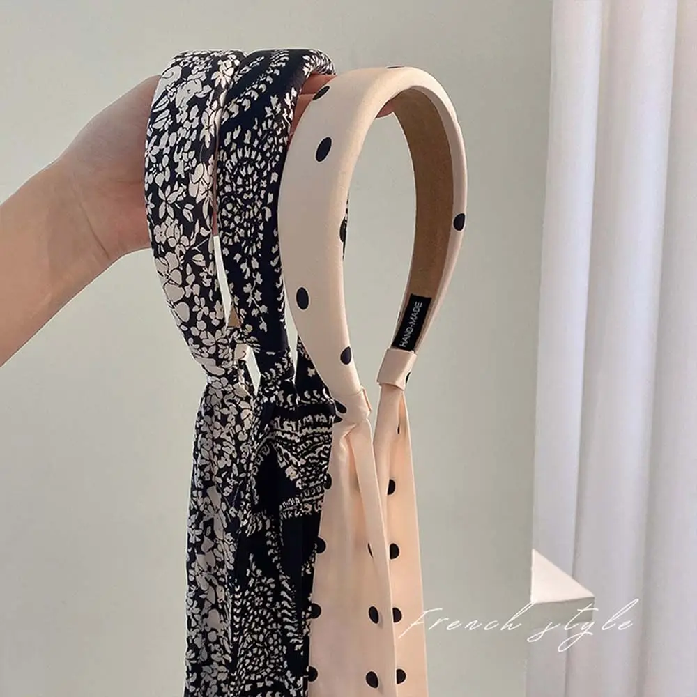 

Милый плетеный обруч для волос в горошек с принтом ленты, корейские ленты для волос, шелковый шарф, повязка на голову, губка, обруч для волос, женский обруч для волос