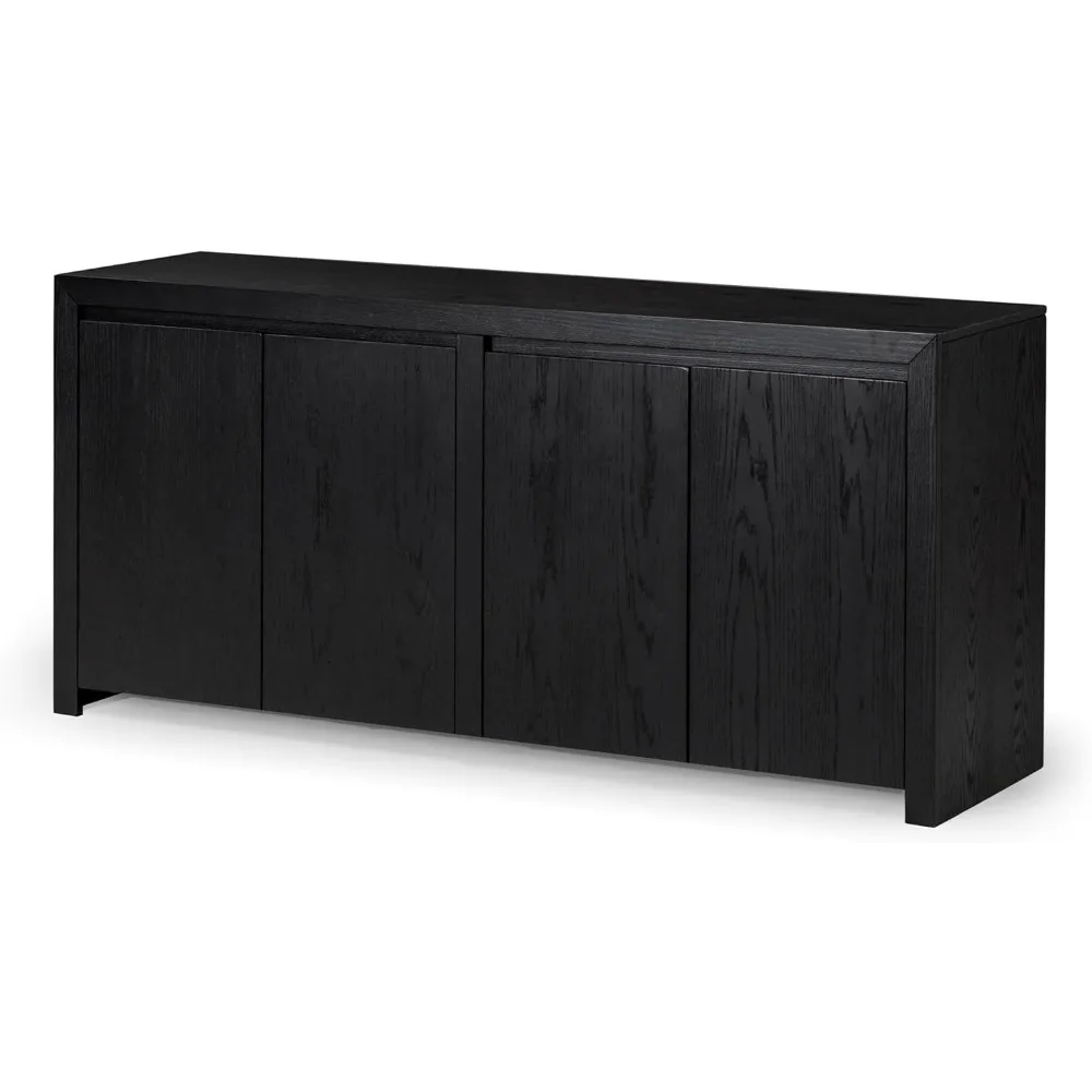 

Large Wooden Sideboard, Accent Buffet Server Table with Doors for Kitchen or Living Room in Refined Black Finish
